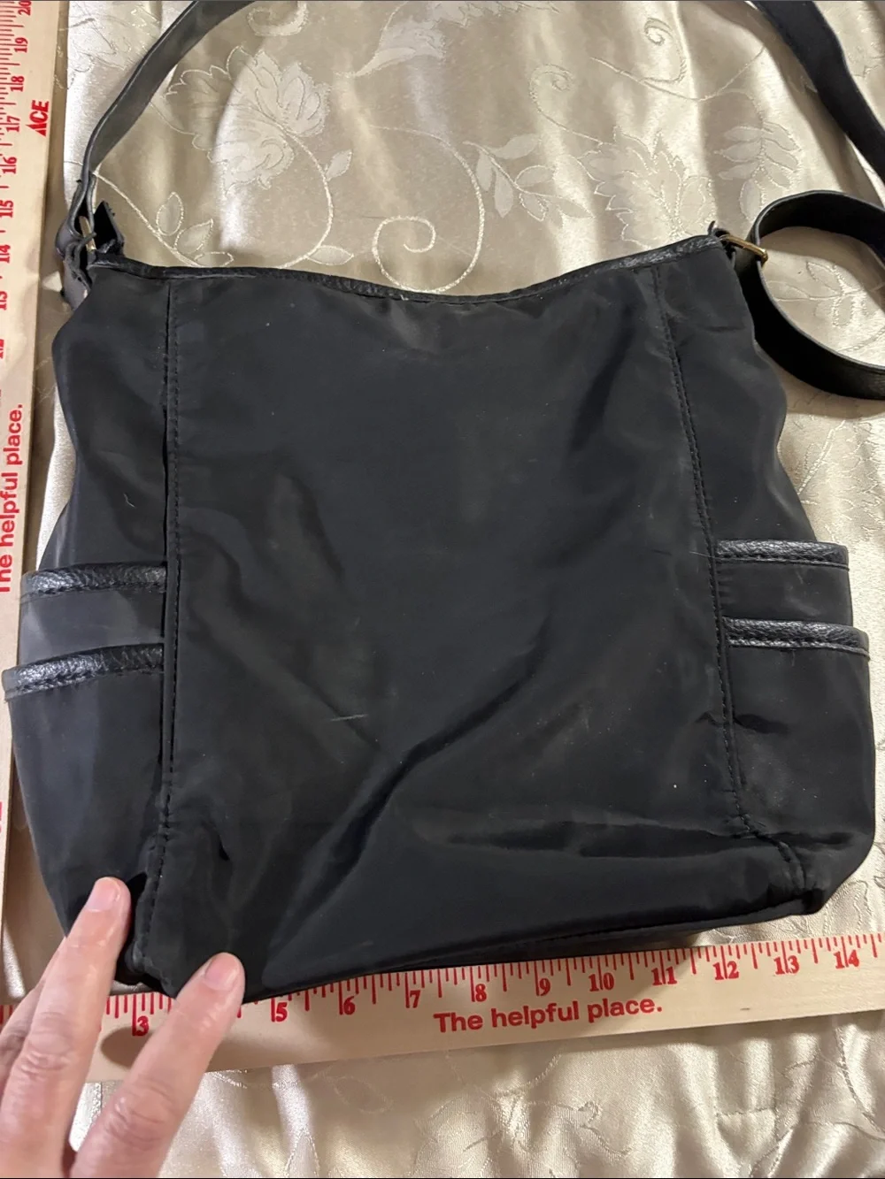 Men's Black Nylon Messenger Bag with Adjustable Strap